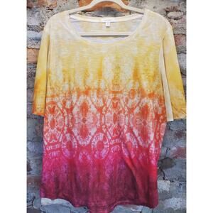 Concepts Blouse Womens Plus Size XxL 20 Bright W/ Rhine Stones Flared Sleeves